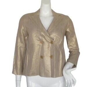 new DVF DIANE VON FURSTENBERG Golden Linen Jacket, 4, Double Breasted